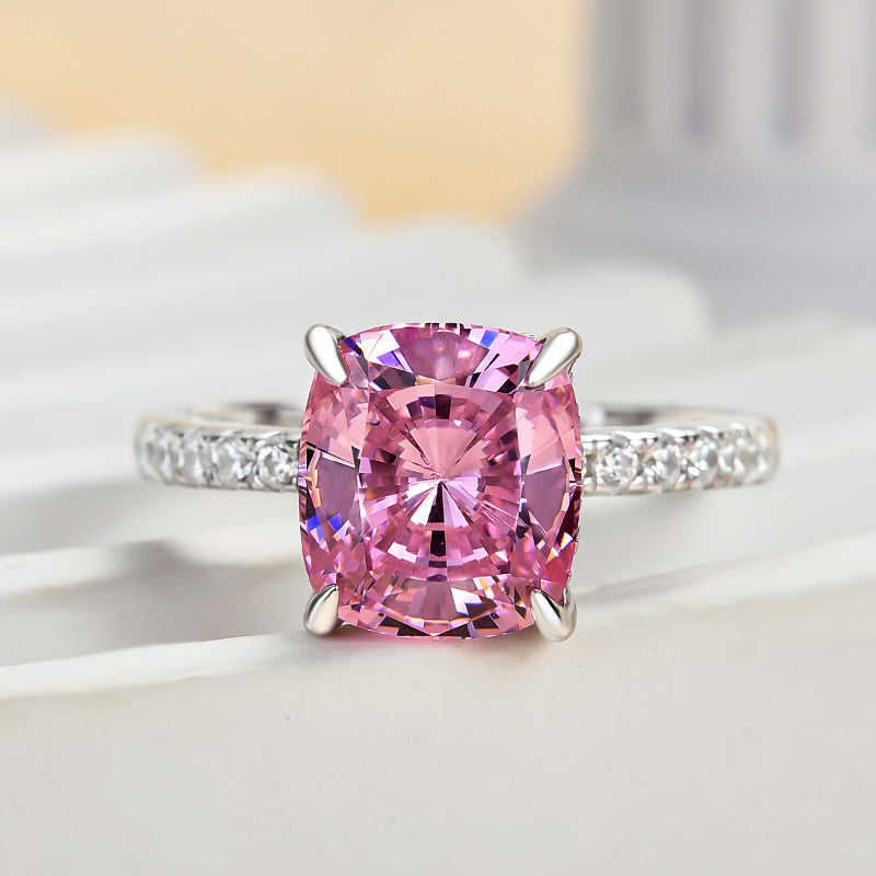3.0Ct Cushion Pink Sapphire Ring with Diamond Halo