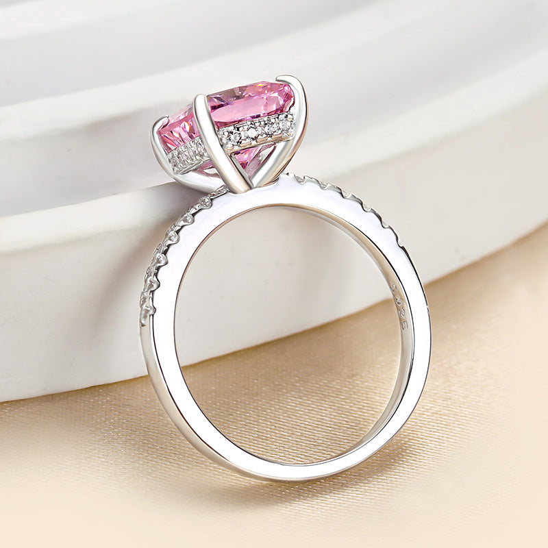 3.0Ct Cushion Pink Sapphire Ring with Diamond Halo