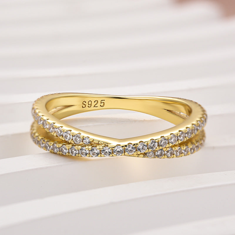 2Ct Criss Cross Moissanite Band - Diamond Accented White Gold