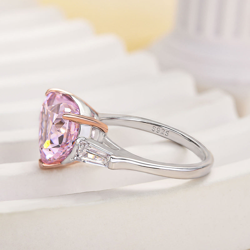 5.0 Carat Heart Pink Diamond Three Stone Ring