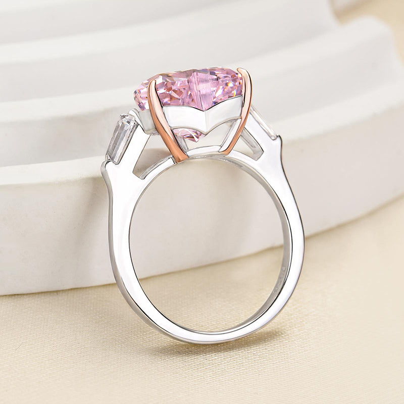 5.0 Carat Heart Pink Diamond Three Stone Ring