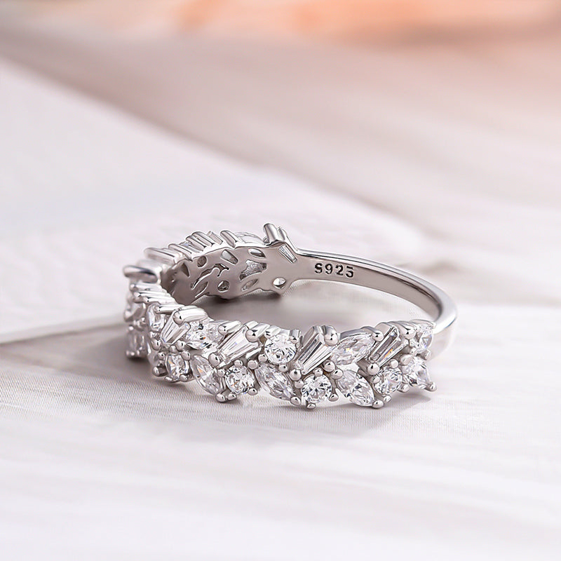 4Ct Mixed Cut Simulated Diamond Band 925 Silver White Gold