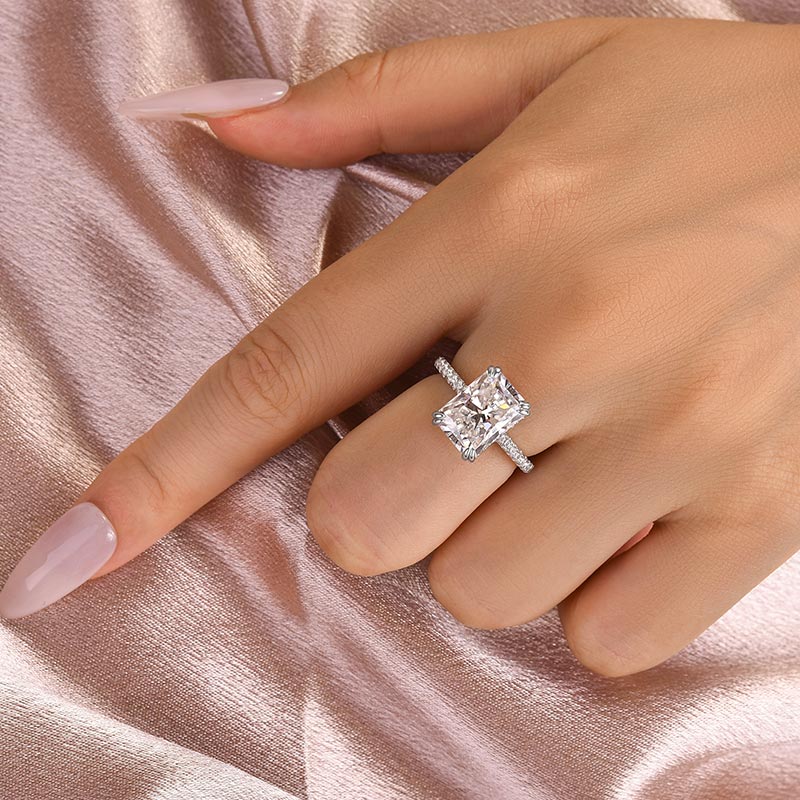 4.5 Carat Radiant Moissanite 8-Prong Ring