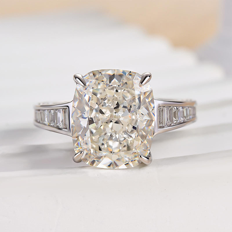 7Ct Cushion Cut Sona Diamond Crushed Ice Engagement Ring