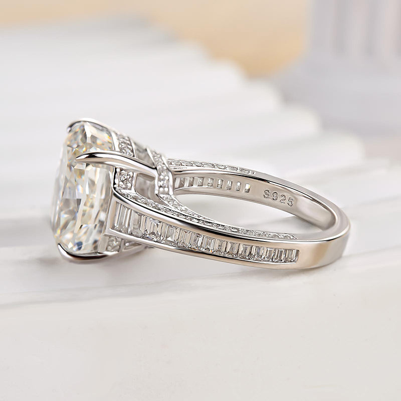7Ct Cushion Cut Sona Diamond Crushed Ice Engagement Ring