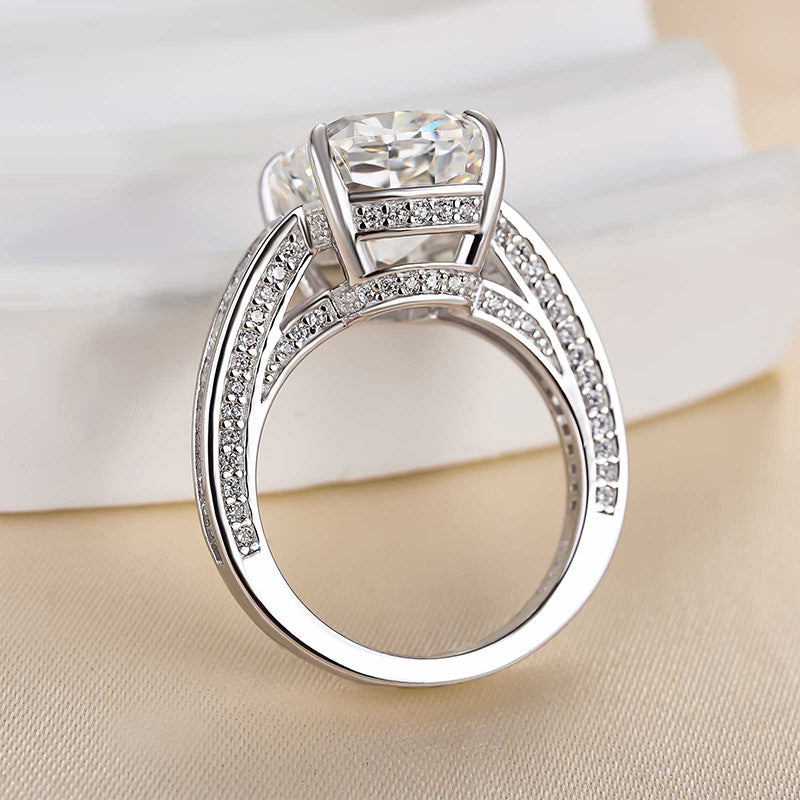 7Ct Cushion Cut Sona Diamond Crushed Ice Engagement Ring