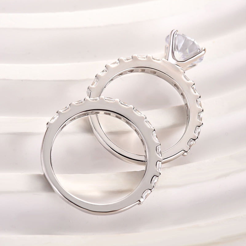 2Ct Round Sona Diamond Ring with Radiant Cut Accents