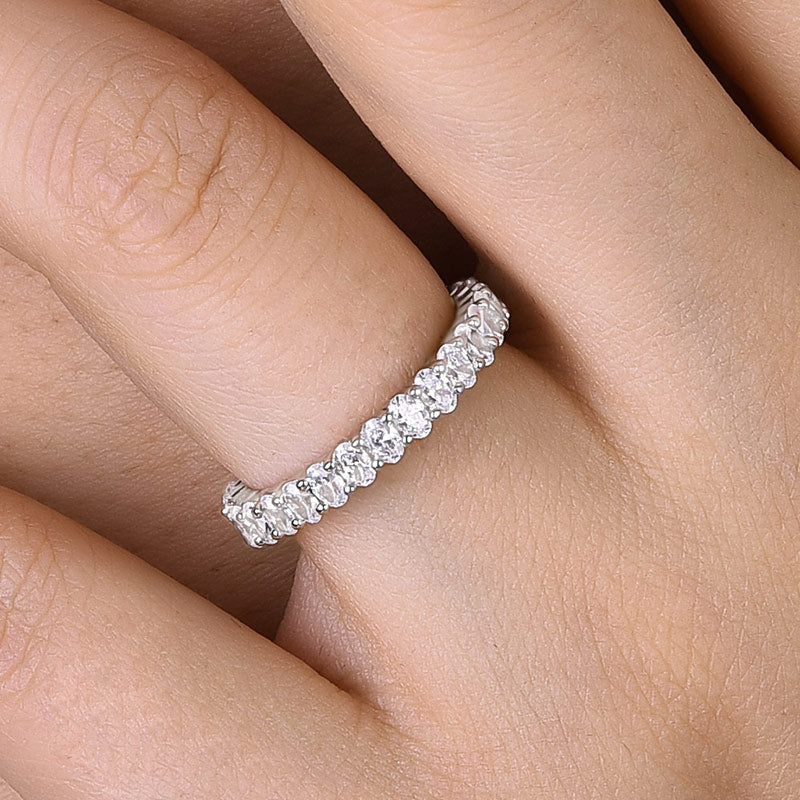 Eternity Oval Cut Simulated Diamond Wedding Band for Women – Sterling Silver