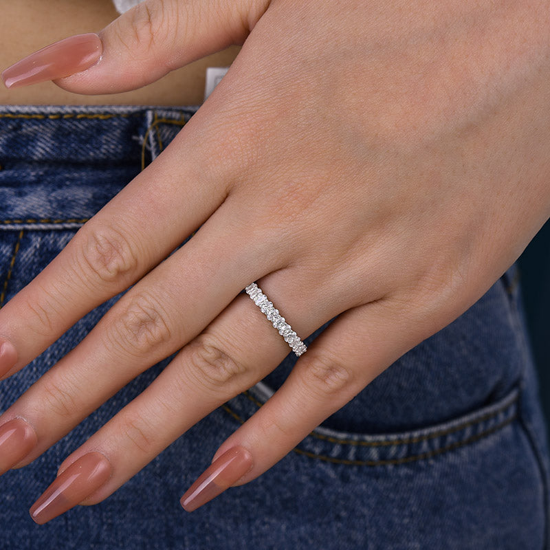 Eternity Oval Cut Simulated Diamond Wedding Band for Women – Sterling Silver