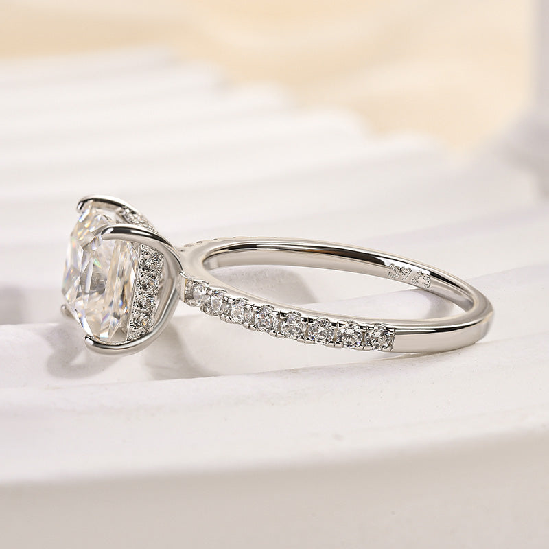 2.0Ct Princess Cut Moissanite Ring - 4 Prong White Gold 925 Silver