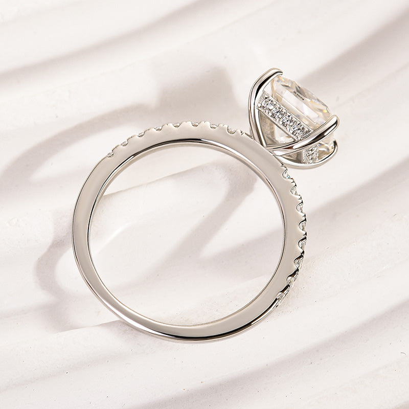 2.0Ct Princess Cut Moissanite Ring - 4 Prong White Gold 925 Silver