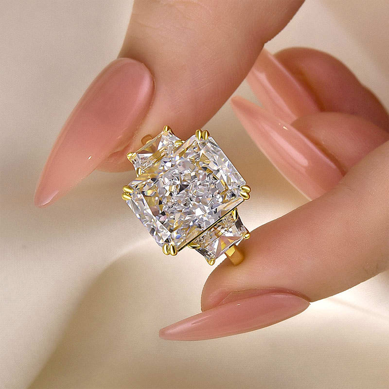 8.0Ct Radiant Cut Three-Stone Diamond Ring