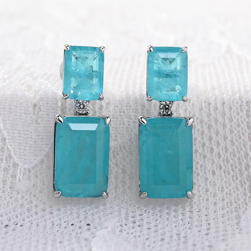 7.0 Carat Emerald Cut Lab Grown Diamond Earrings in Sterling Silver