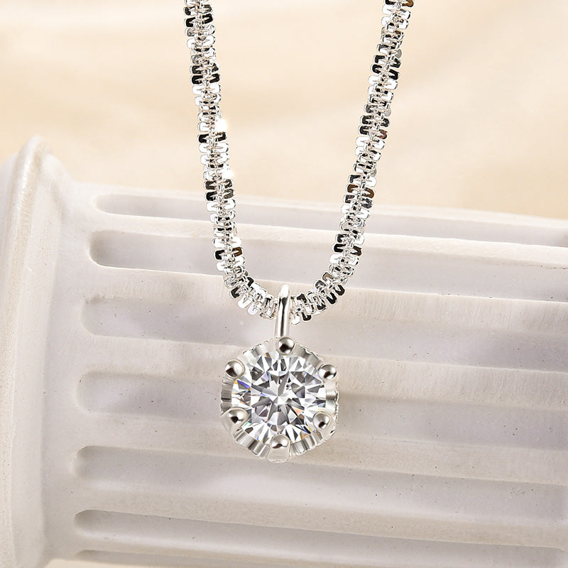 Elegant Round-Cut Moissanite & Peridot Necklace – 925 Silver, 18K Gold