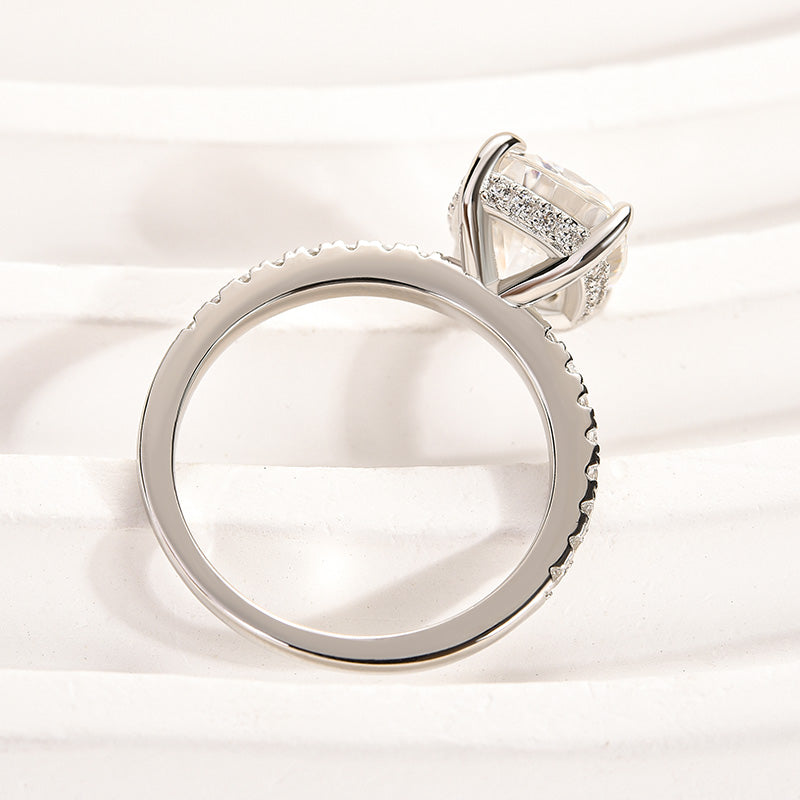 3.0CT Cushion Cut Moissanite Engagement Ring – 925 Silver Gold Plated