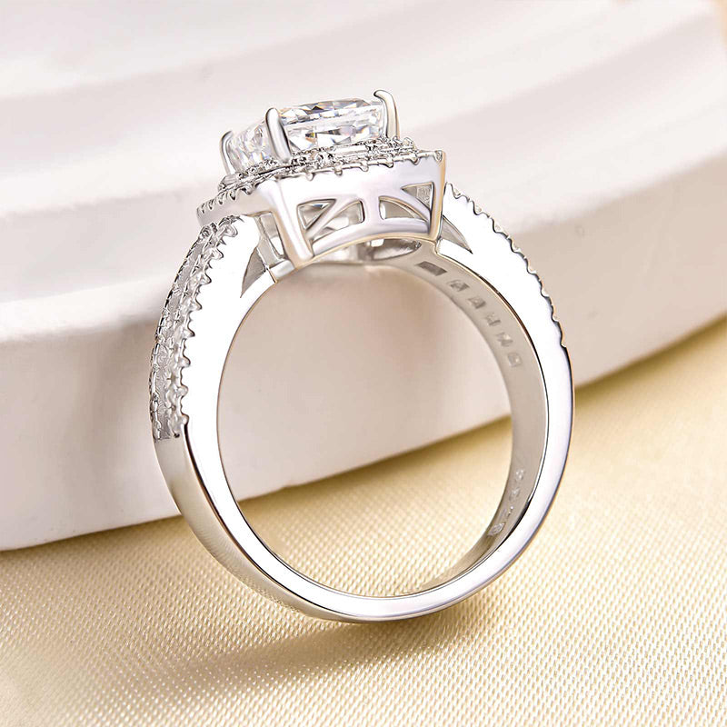 25CT Cushion Cut Diamond with 15CT Side Stones Ring