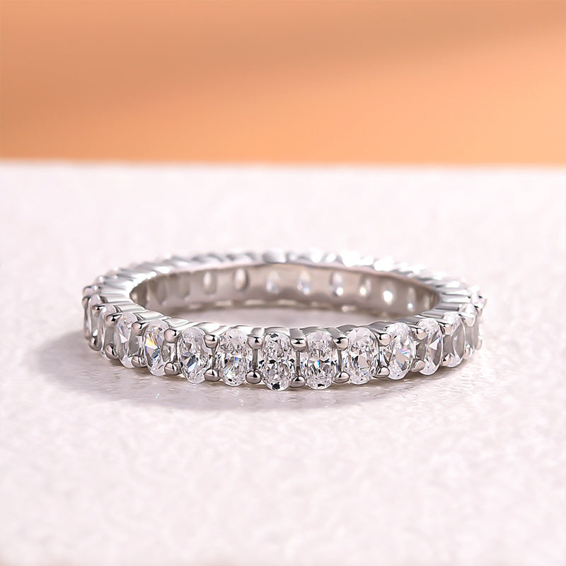 Eternity Oval Cut Simulated Diamond Wedding Band for Women – Sterling Silver
