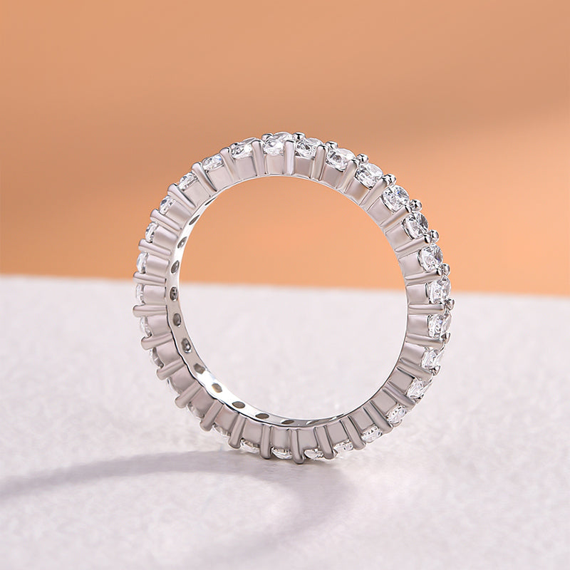 Eternity Oval Cut Simulated Diamond Wedding Band for Women – Sterling Silver