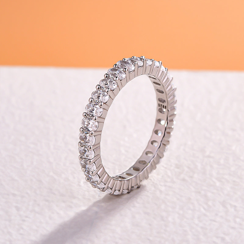 Eternity Oval Cut Simulated Diamond Wedding Band for Women – Sterling Silver