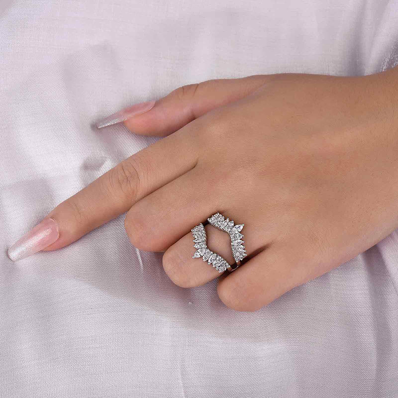 3.0ct Simulated Diamond Wedding Band in Sterling Silver & White Gold