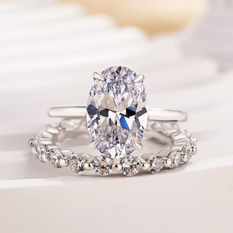 3.5ct Oval Sona Diamond Wedding Set | White Gold