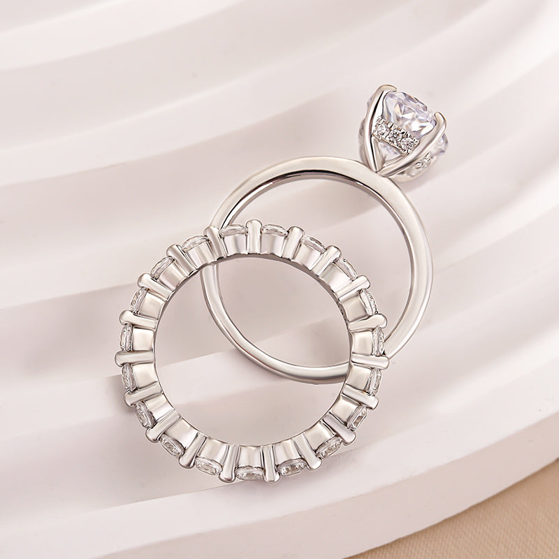 3.5ct Oval Sona Diamond Wedding Set | White Gold