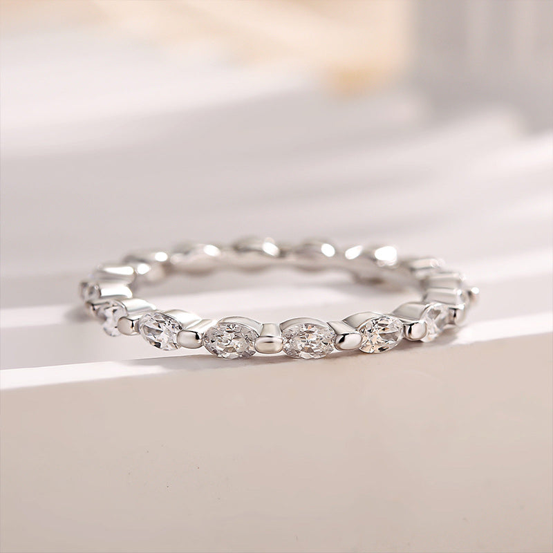2Ct Oval Cut Diamond Band 925 Silver White Gold