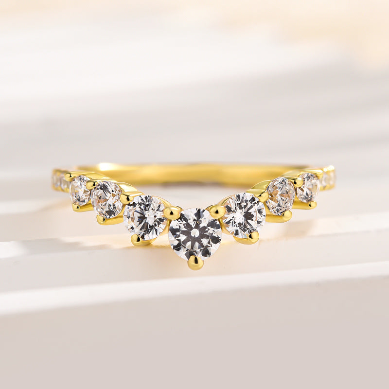 0.5Ct Dove-Inspired Sona Diamond V-Band, Rose/Yellow/White Gold Plated