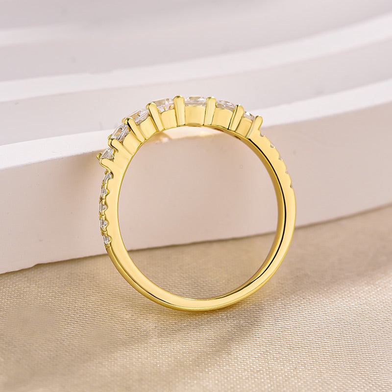0.5Ct Dove-Inspired Sona Diamond V-Band, Rose/Yellow/White Gold Plated