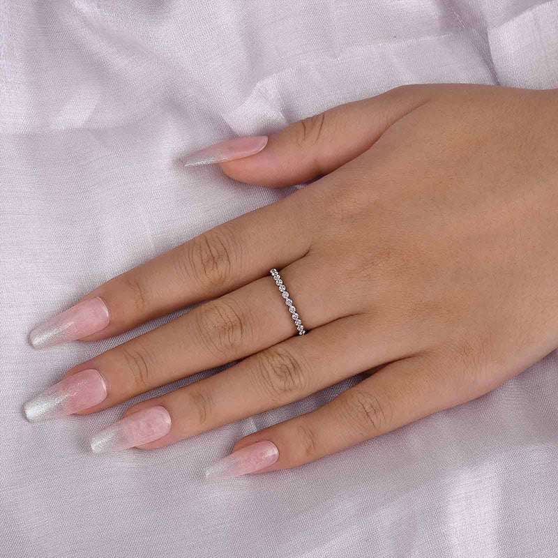 925 Silver Tri-Gold Plated Eternity Band with 1.0ct Simulated Diamonds