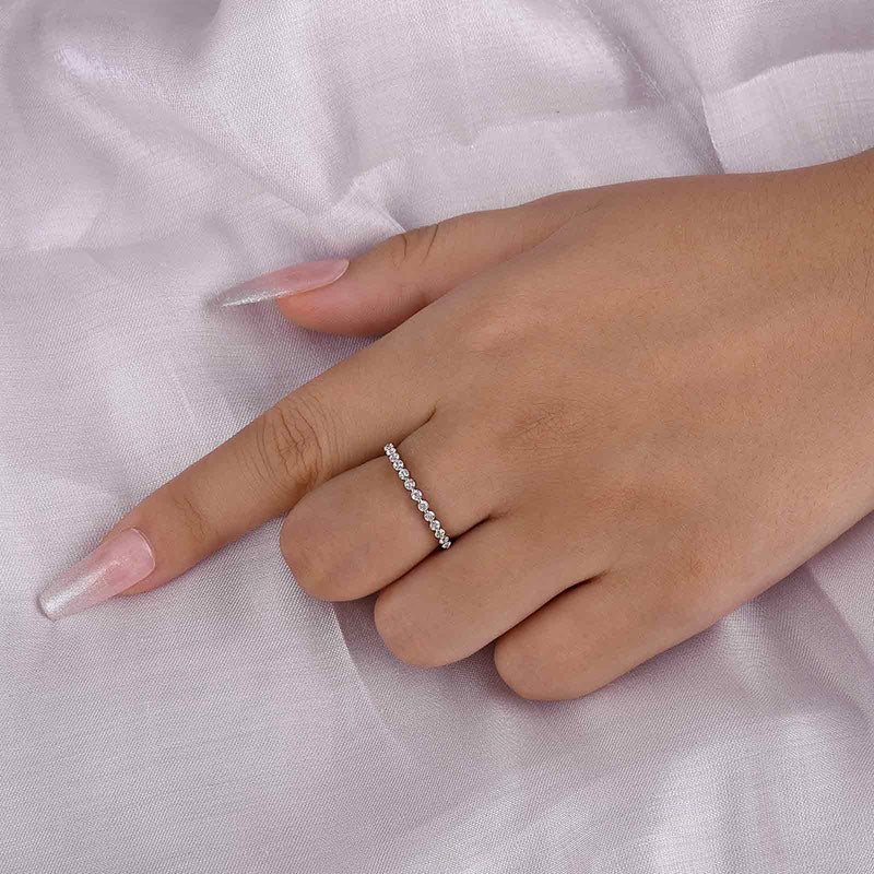 925 Silver Tri-Gold Plated Eternity Band with 1.0ct Simulated Diamonds