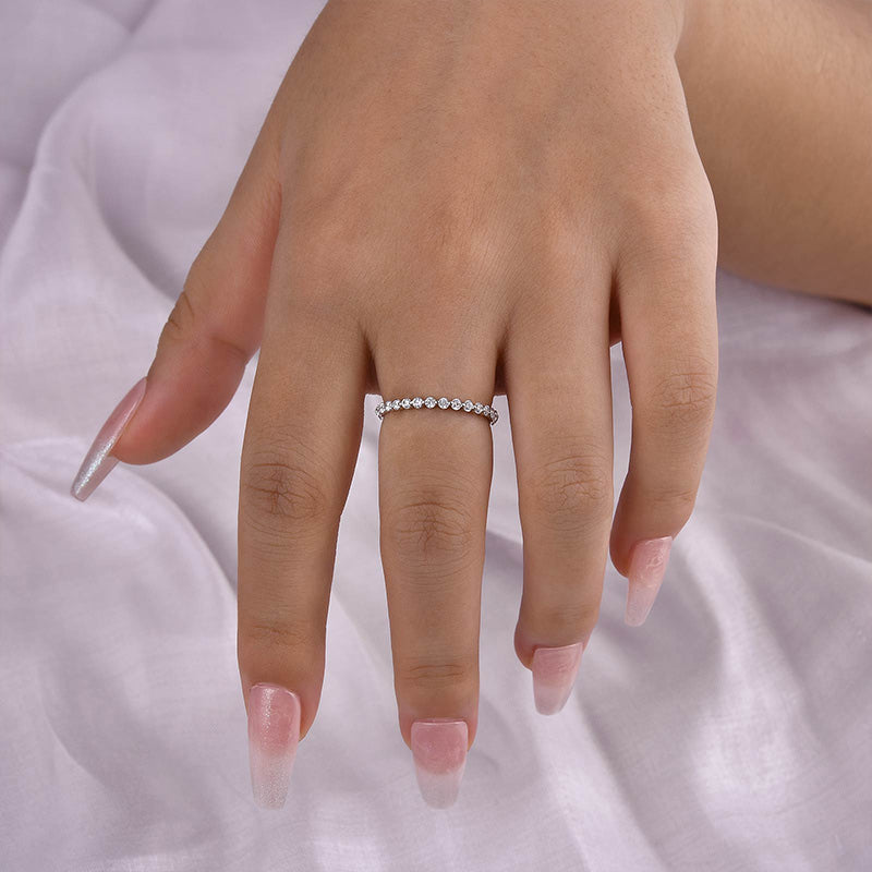 925 Silver Tri-Gold Plated Eternity Band with 1.0ct Simulated Diamonds