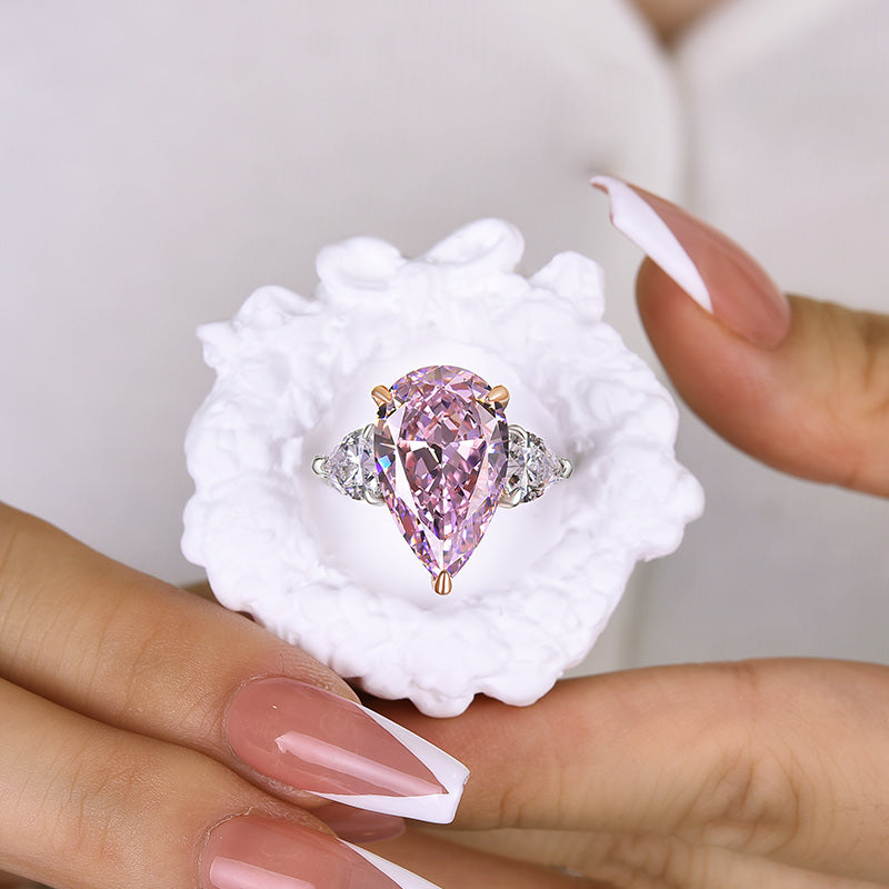 8.0 Carat Pear-Cut Pink Sapphire Three-Stone Engagement Ring