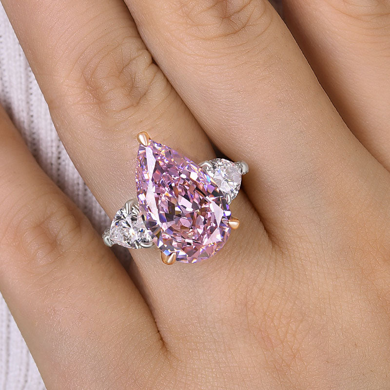 8.0 Carat Pear-Cut Pink Sapphire Three-Stone Engagement Ring