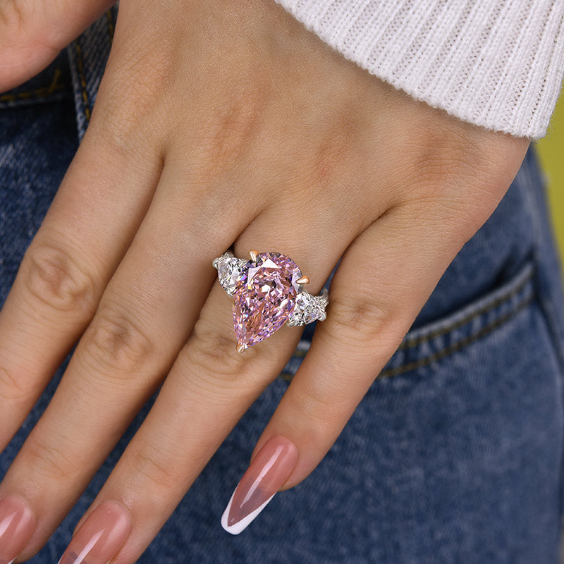 8.0 Carat Pear-Cut Pink Sapphire Three-Stone Engagement Ring