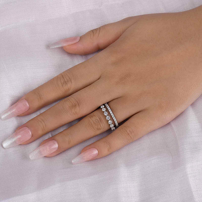 Elegant Gold Plated Sterling Silver Wedding Band Set with 2.3 Carat Simulated Diamonds