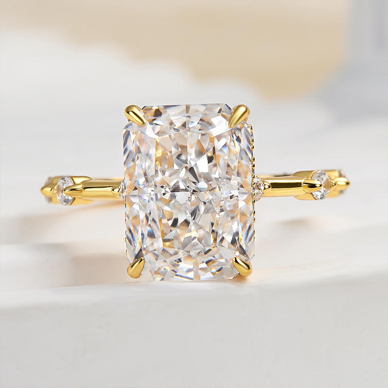 5.0 Carat Radiant Cut Crushed Ice Diamond Ring