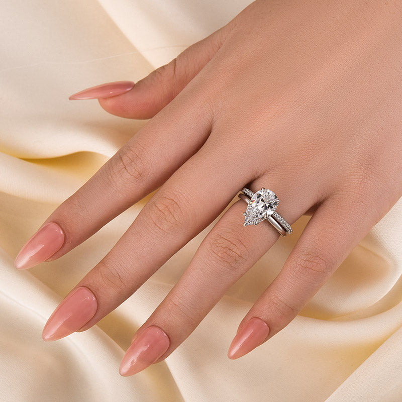 4.0ct Pear Cut Diamond Ring - Dual Gold Plated