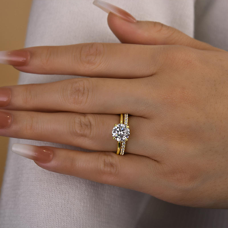 2.0CT Round Diamond with 0.5CT Band Two-Tone Ring
