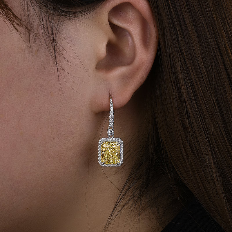 Luxurious Radiant-Cut Yellow Simulated Diamond Earrings