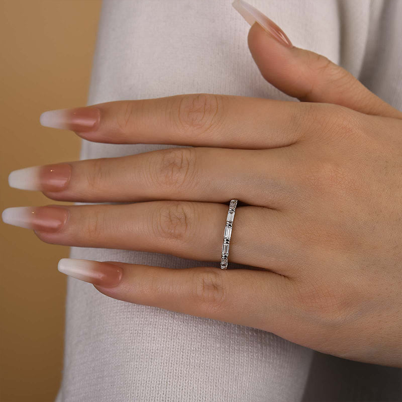 925 Sterling Silver 18K White Gold Plated Rhodium 2CT Emerald Cut Simulated Diamond Ring
