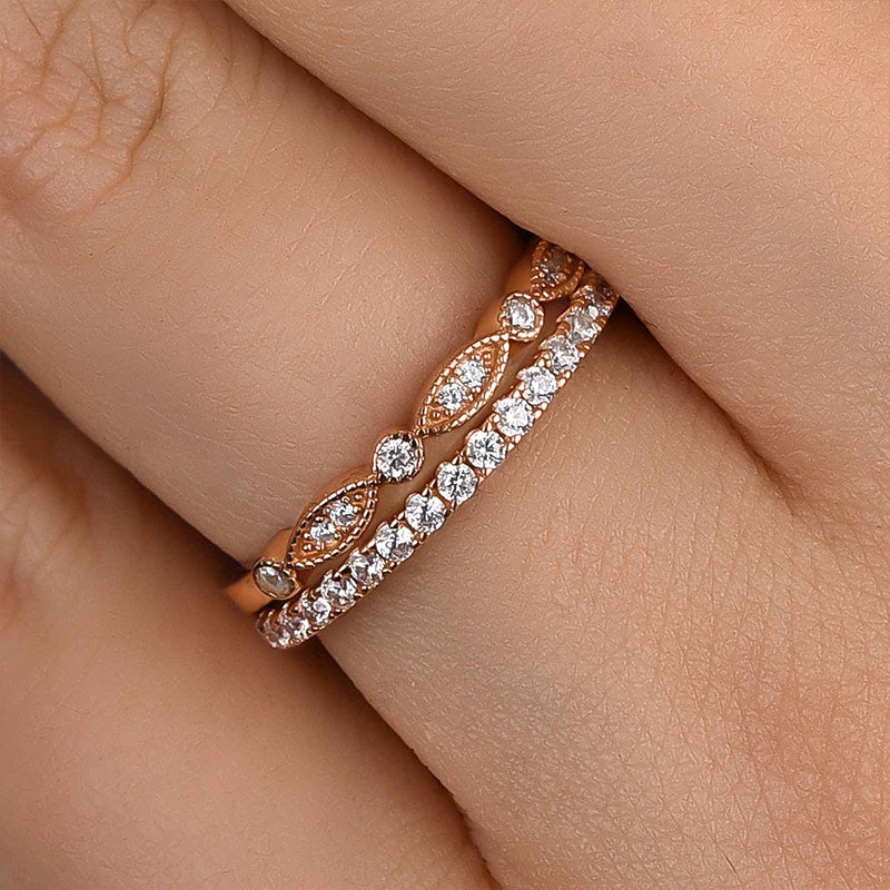 Stackable 1.2ct Diamond Wedding Band – White & Rose Gold