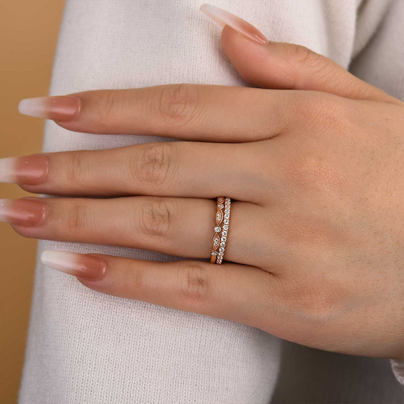 Stackable 1.2ct Diamond Wedding Band – White & Rose Gold