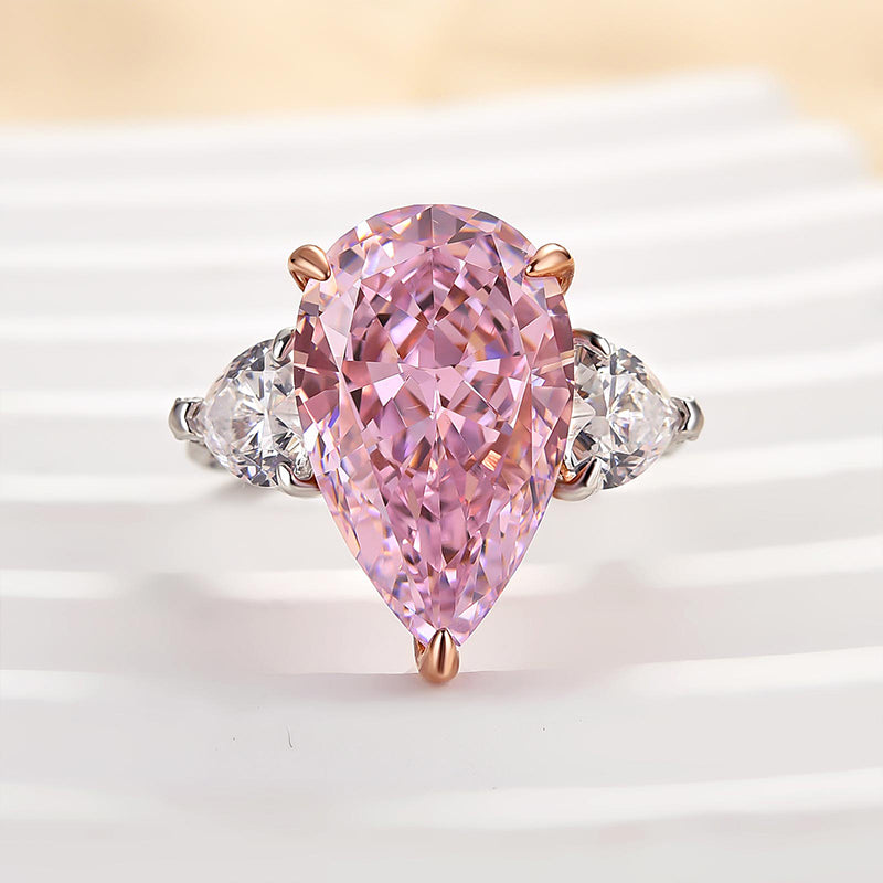 8.0 Carat Pear-Cut Pink Sapphire Three-Stone Engagement Ring