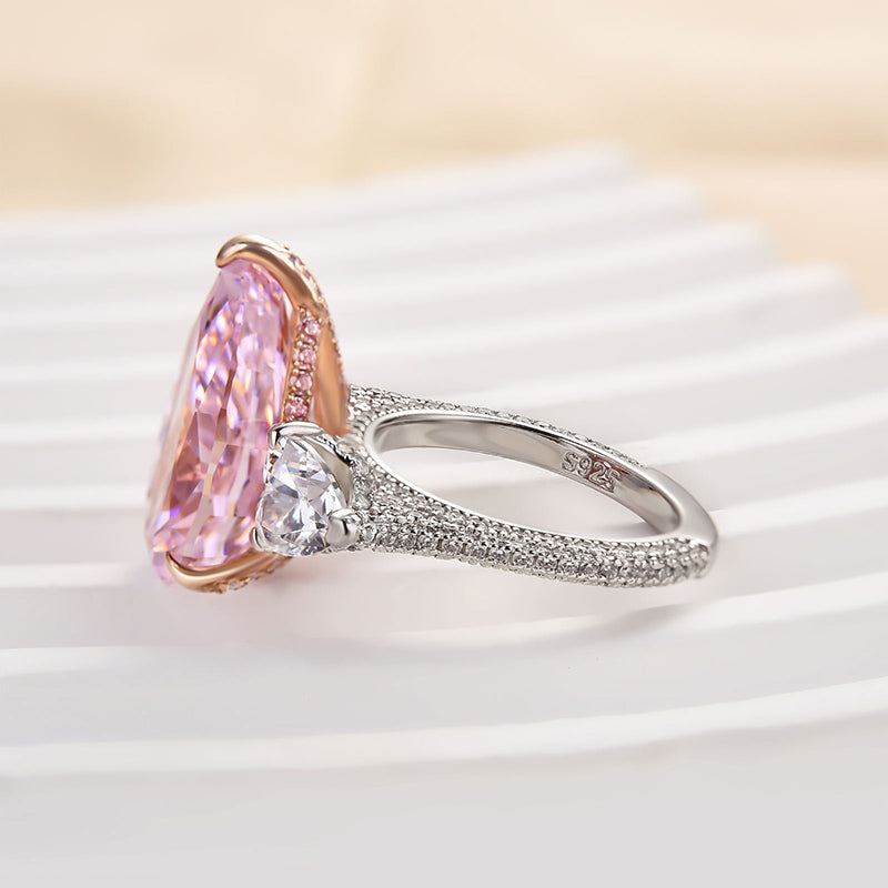 8.0 Carat Pear-Cut Pink Sapphire Three-Stone Engagement Ring