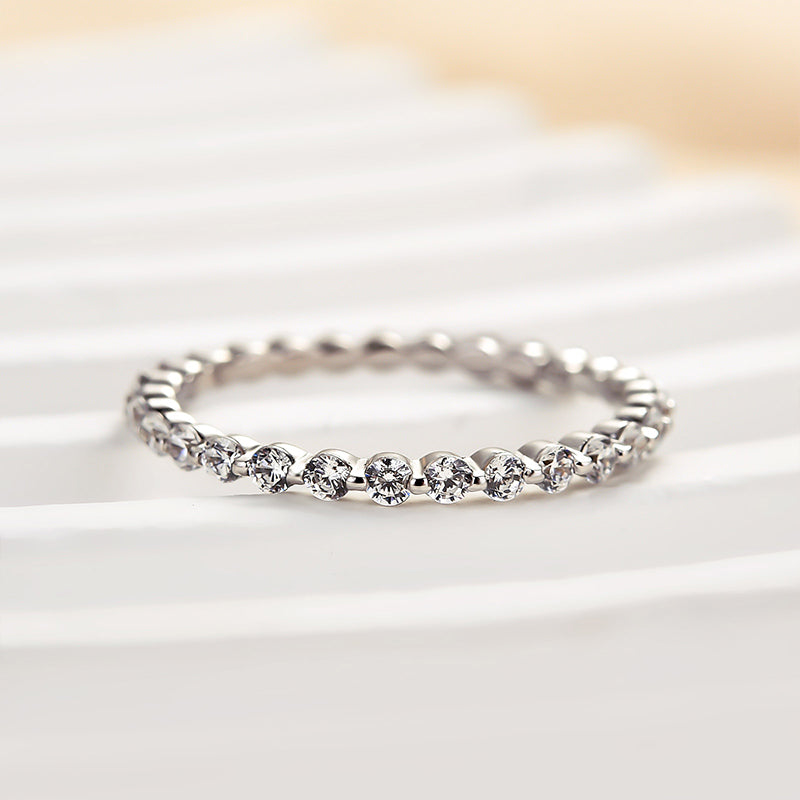 925 Silver Tri-Gold Plated Eternity Band with 1.0ct Simulated Diamonds