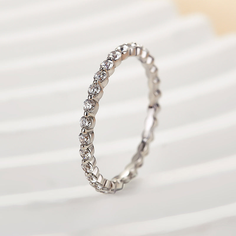925 Silver Tri-Gold Plated Eternity Band with 1.0ct Simulated Diamonds