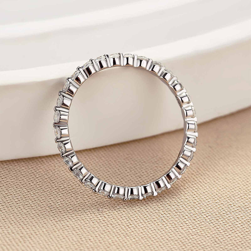 925 Silver Tri-Gold Plated Eternity Band with 1.0ct Simulated Diamonds
