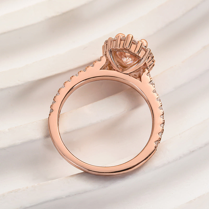 Eternal Love Oval Diamond Ring Set in Rose & White Gold
