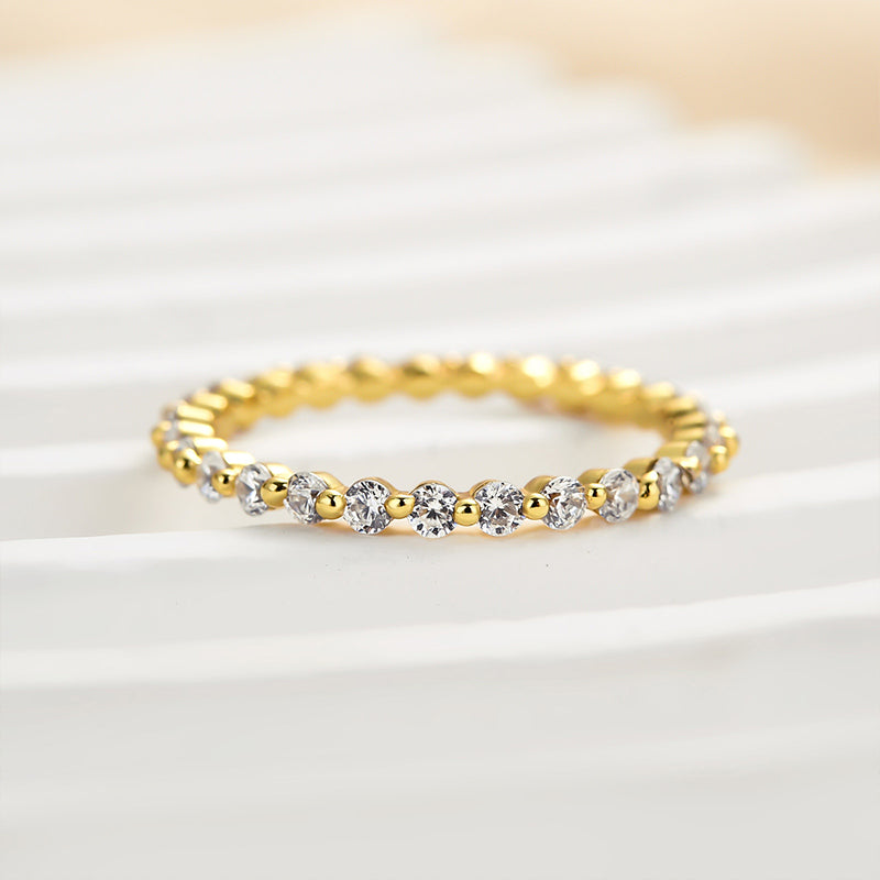 925 Silver Tri-Gold Plated Eternity Band with 1.0ct Simulated Diamonds